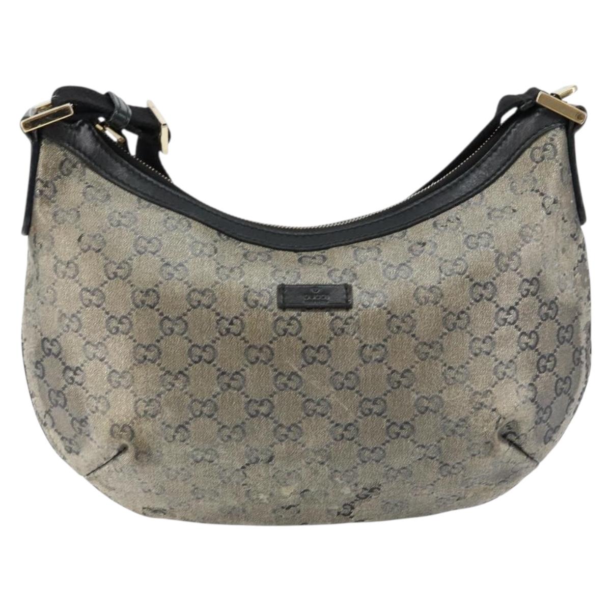GUCCI GG Crystal Shoulder Bag Coated Canvas Navy Gold 181092 Auth 146008