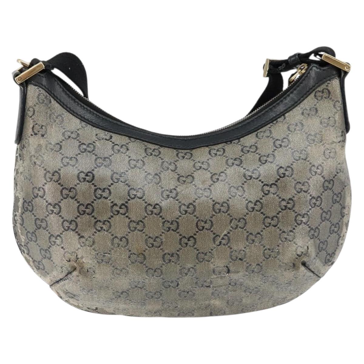 GUCCI GG Crystal Shoulder Bag Coated Canvas Navy Gold 181092 Auth 146008