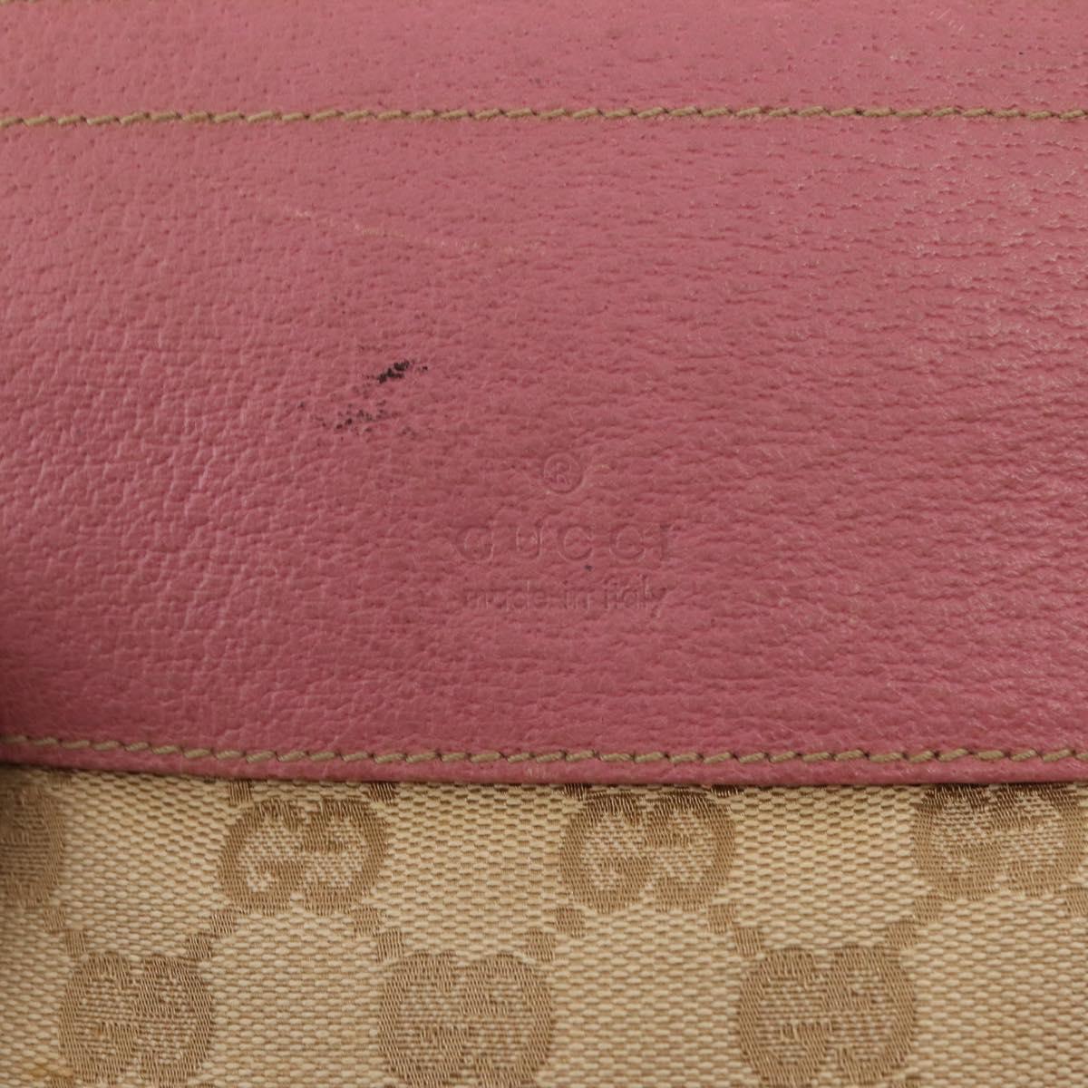 GUCCI GG Canvas Sherry Line Waist Bag Beige Pink Silver 28566 Auth 146009