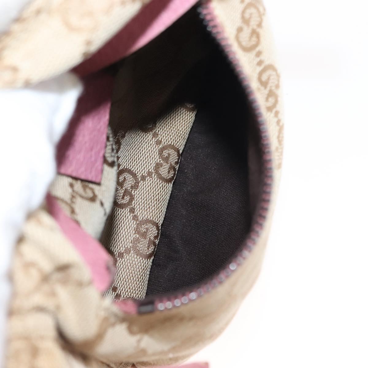 GUCCI GG Canvas Sherry Line Waist Bag Beige Pink Silver 28566 Auth 146009
