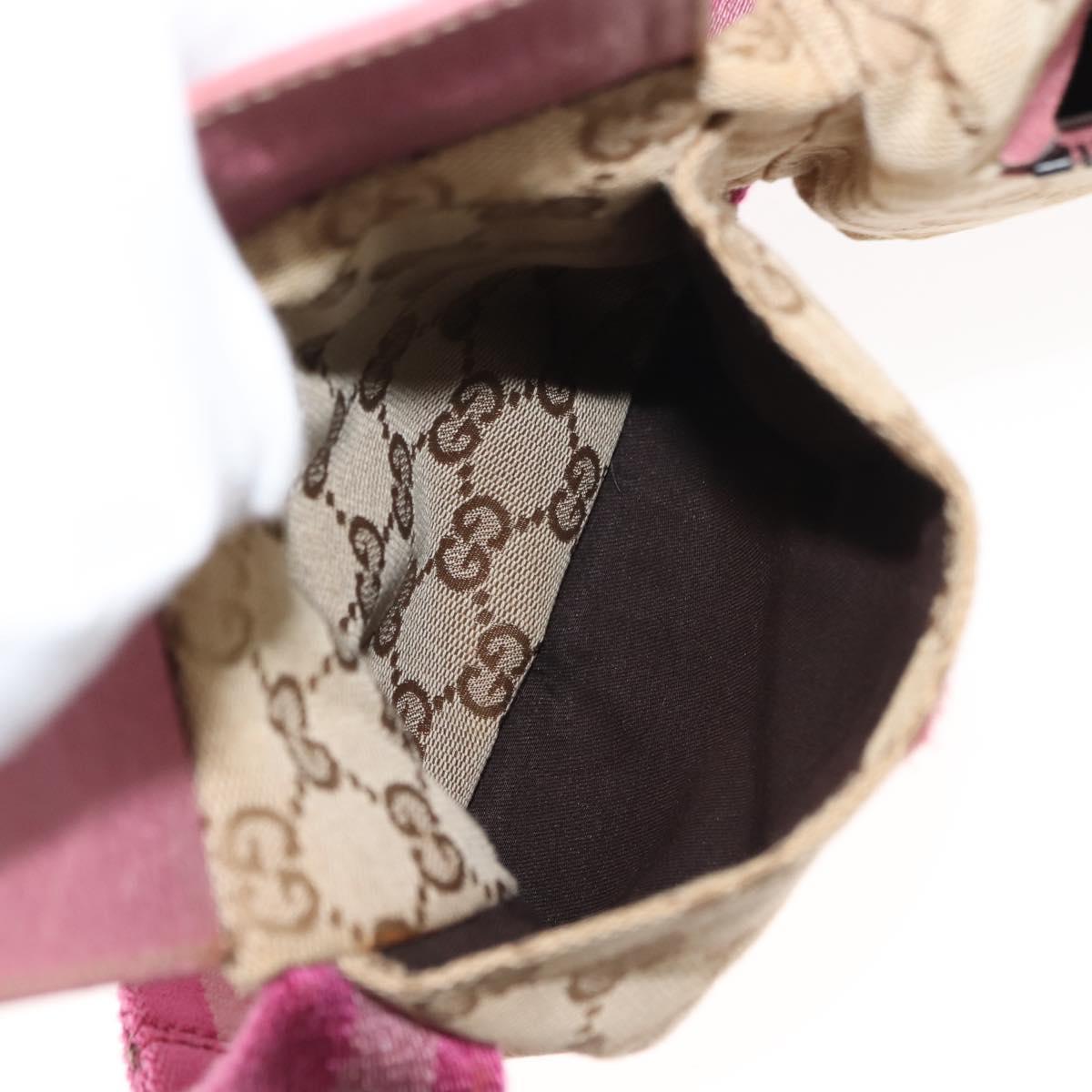 GUCCI GG Canvas Sherry Line Waist Bag Beige Pink Silver 28566 Auth 146009