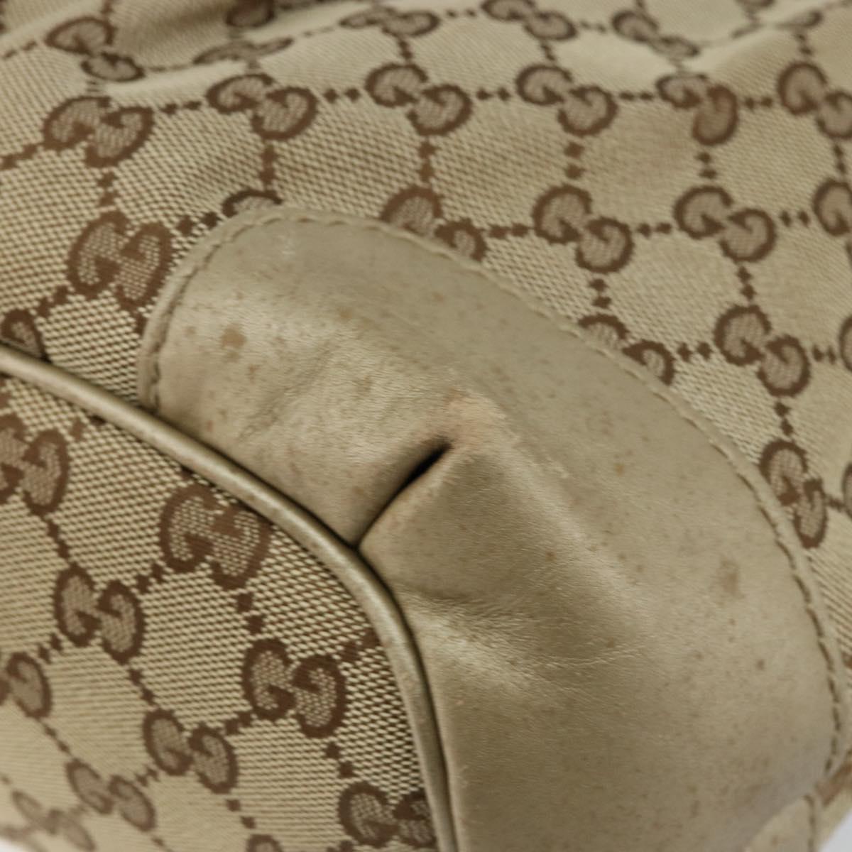 GUCCI GG Canvas Hand Bag Beige Gold 247902 Auth 146010