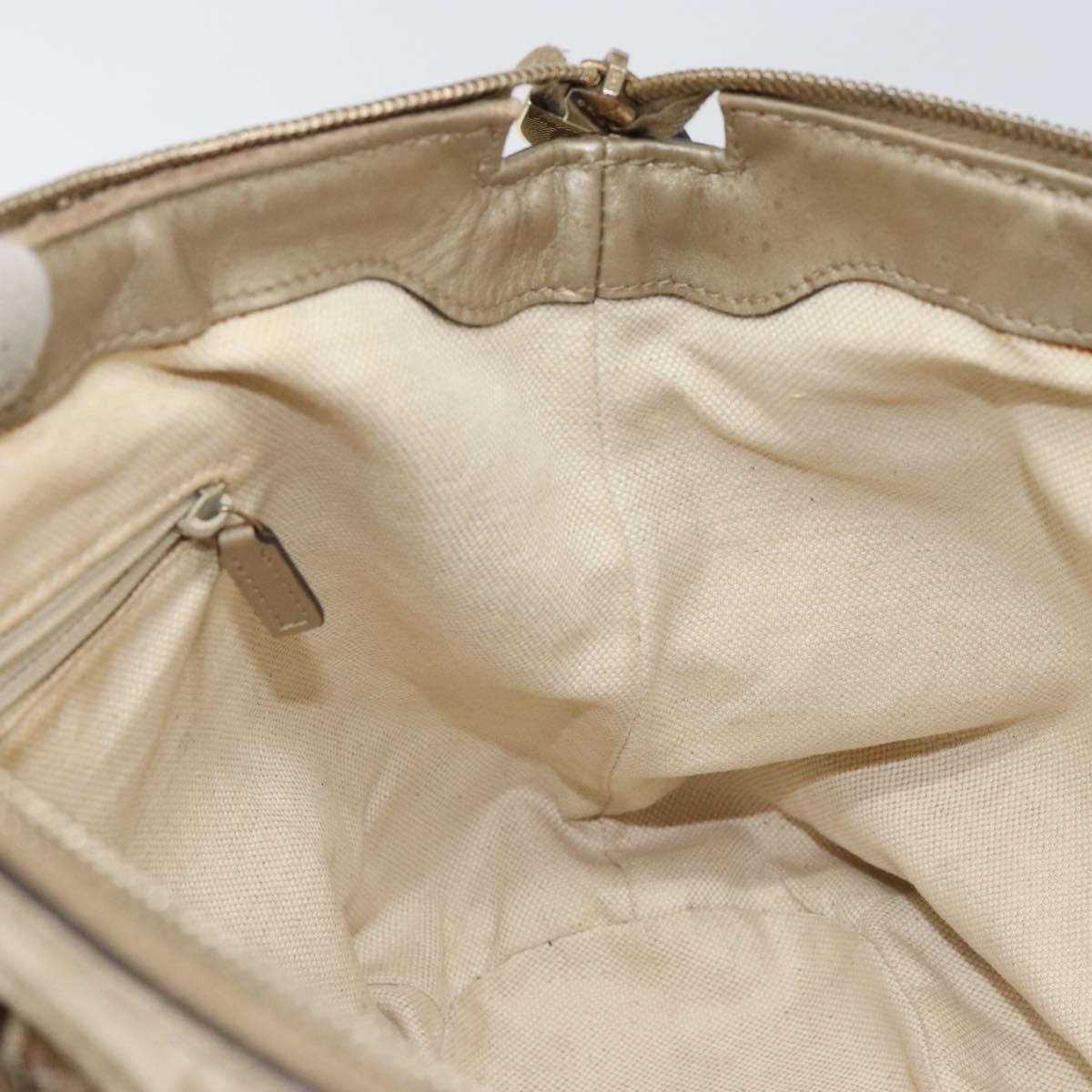 GUCCI GG Canvas Hand Bag Beige Gold 247902 Auth 146010