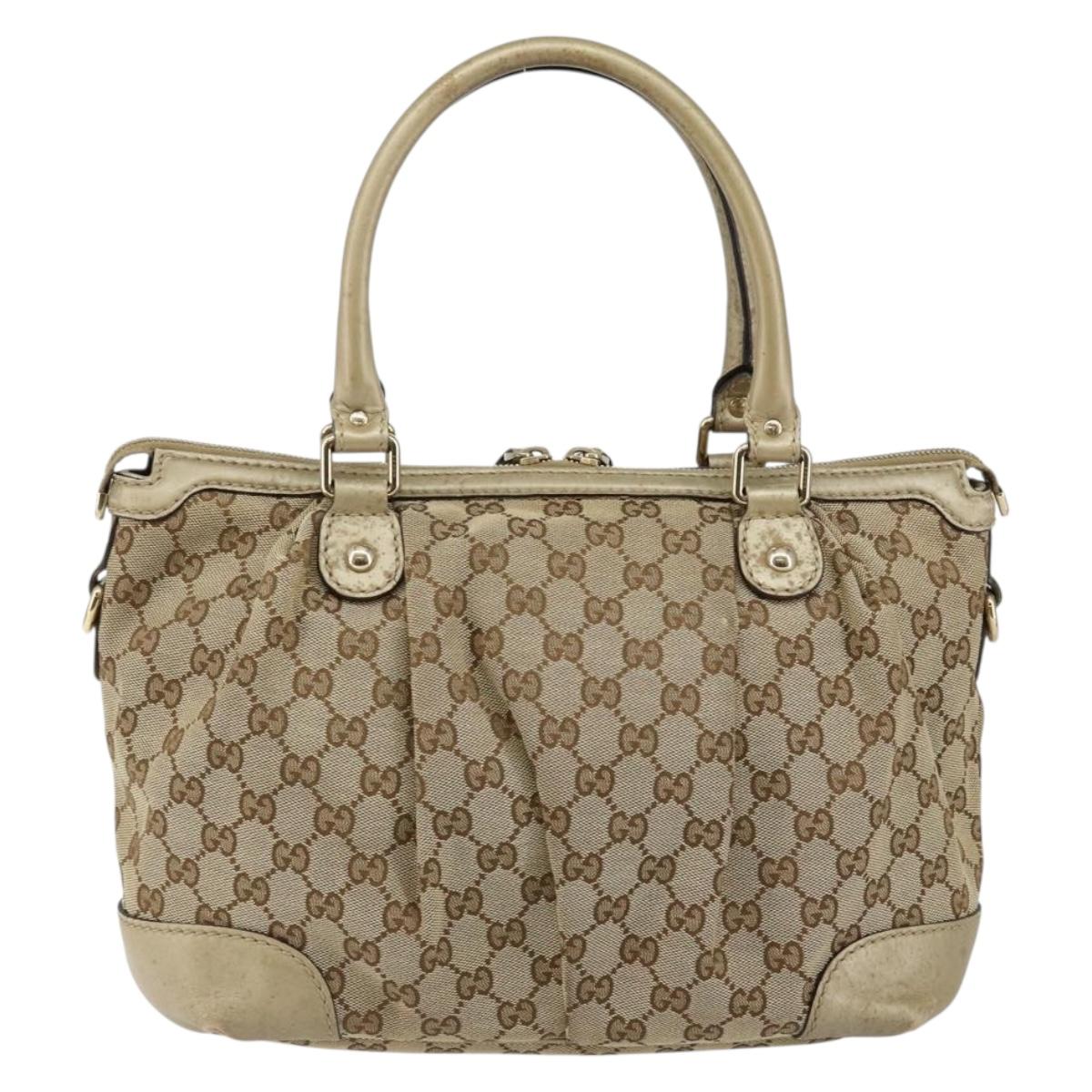 GUCCI GG Canvas Hand Bag Beige Gold 247902 Auth 146010