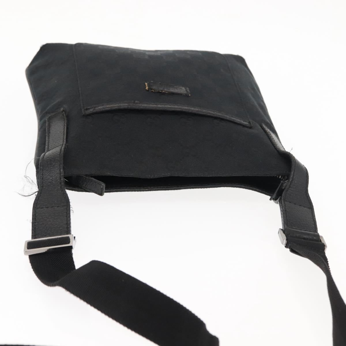 GUCCI GG Canvas Shoulder Bag Black Silver 122793 Auth 146012