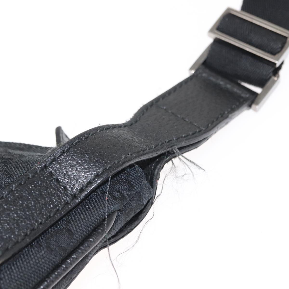 GUCCI GG Canvas Shoulder Bag Black Silver 122793 Auth 146012