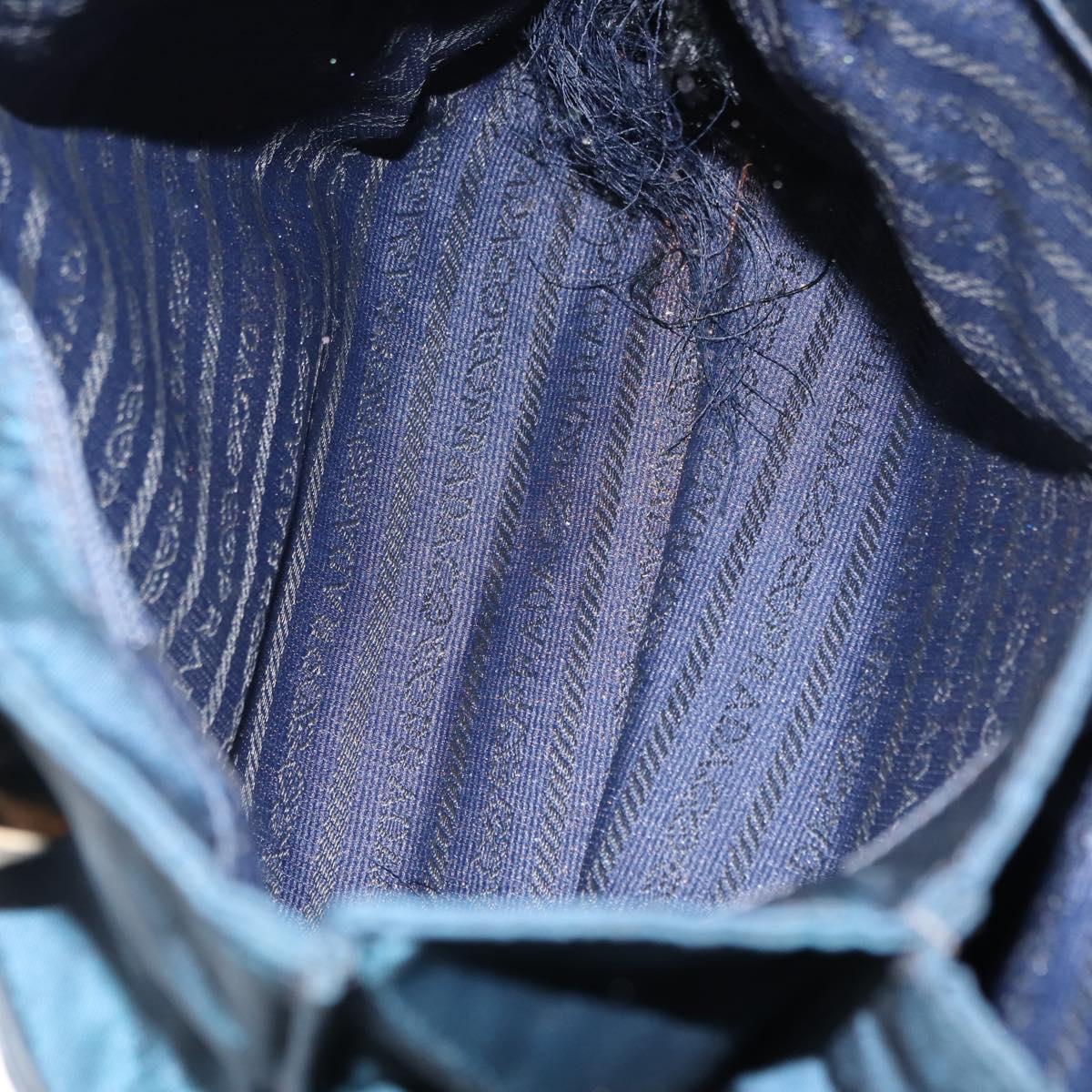 PRADA Hand Bag Nylon Blue Gold Auth 146014