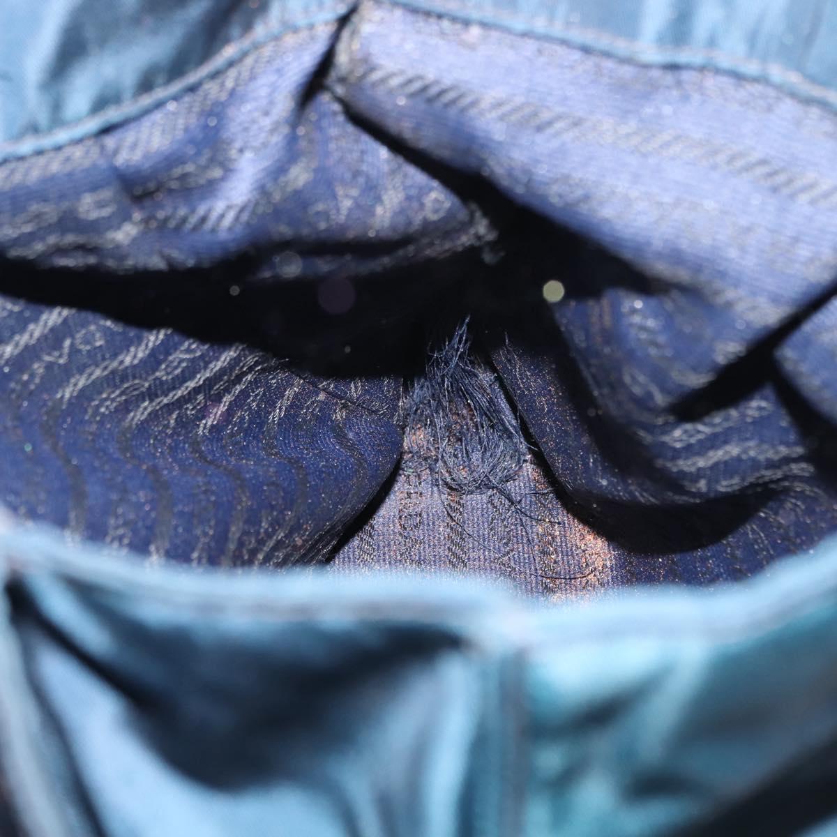 PRADA Hand Bag Nylon Blue Gold Auth 146014