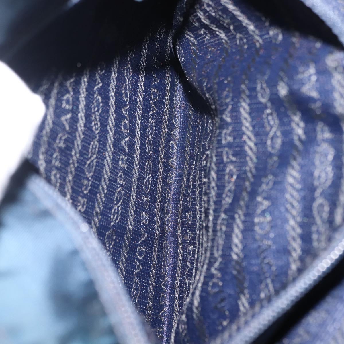 PRADA Hand Bag Nylon Blue Gold Auth 146014