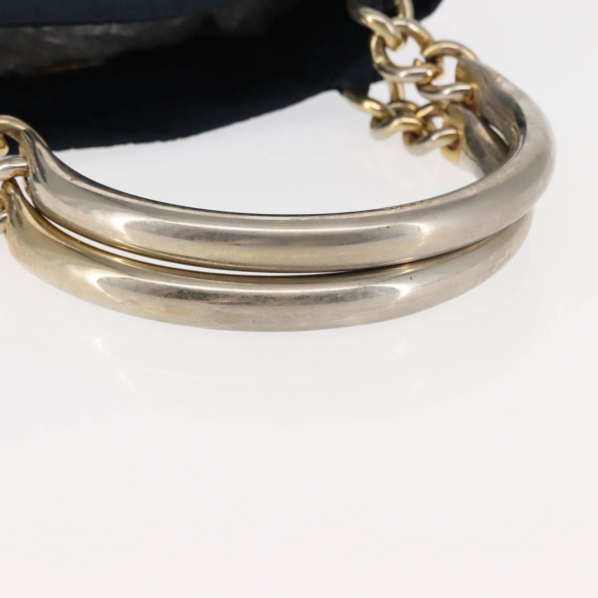 PRADA Hand Bag Nylon Blue Gold Auth 146014