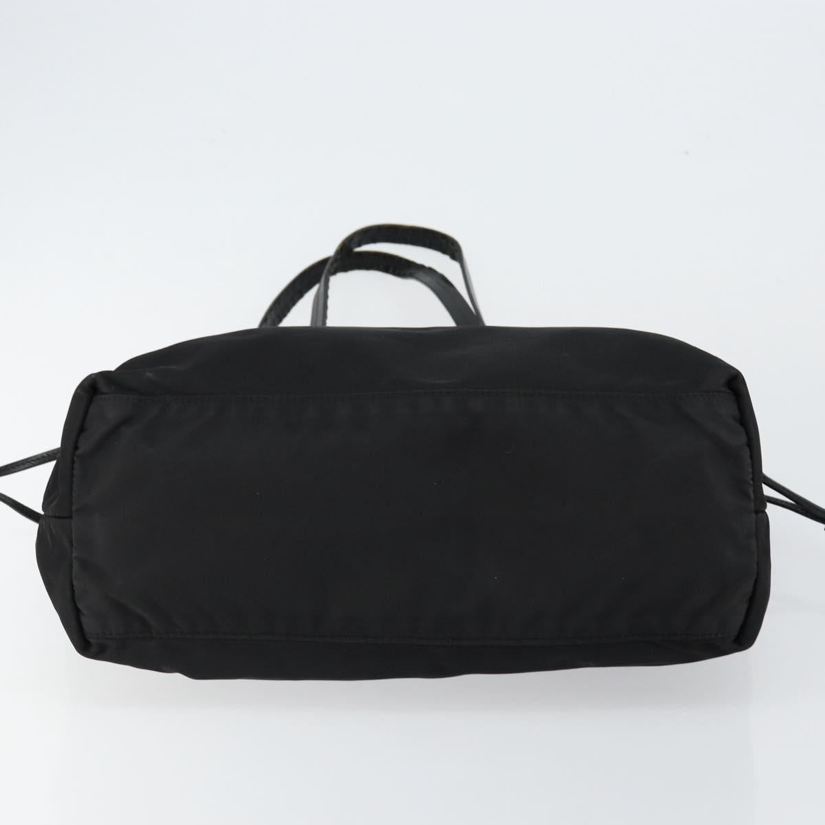 PRADA Tote Bag Nylon Black Gold Auth 146016