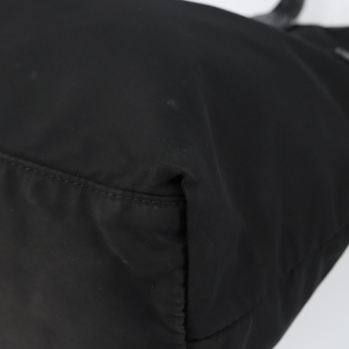 PRADA Tote Bag Nylon Black Gold Auth 146016