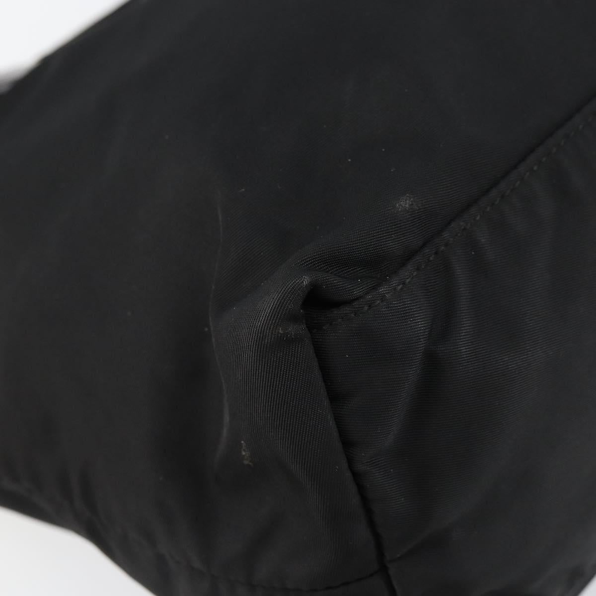 PRADA Tote Bag Nylon Black Gold Auth 146016