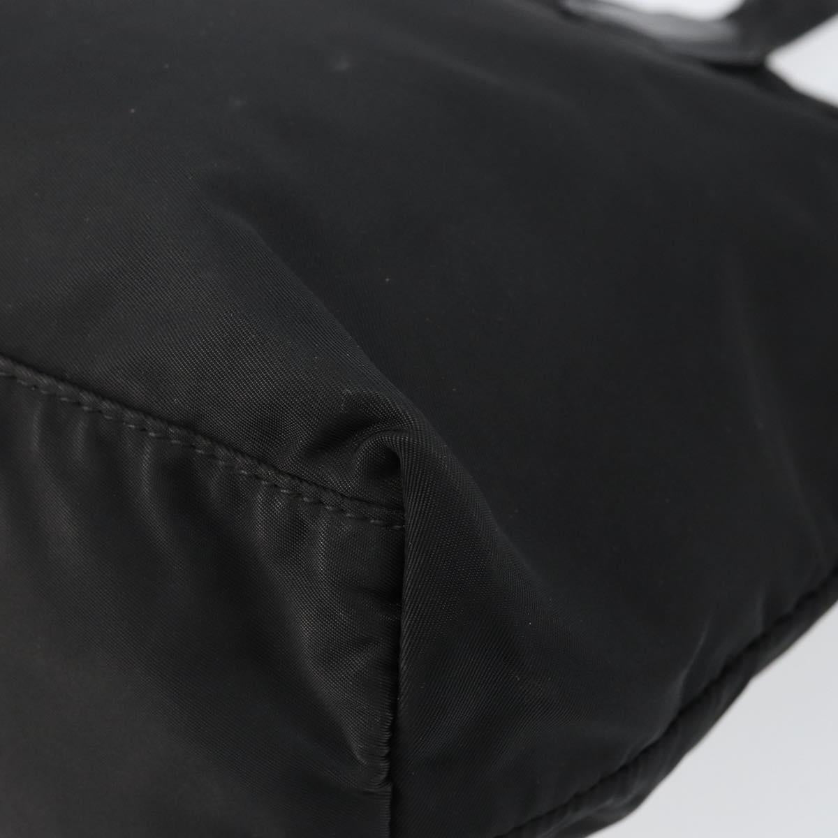 PRADA Tote Bag Nylon Black Gold Auth 146016