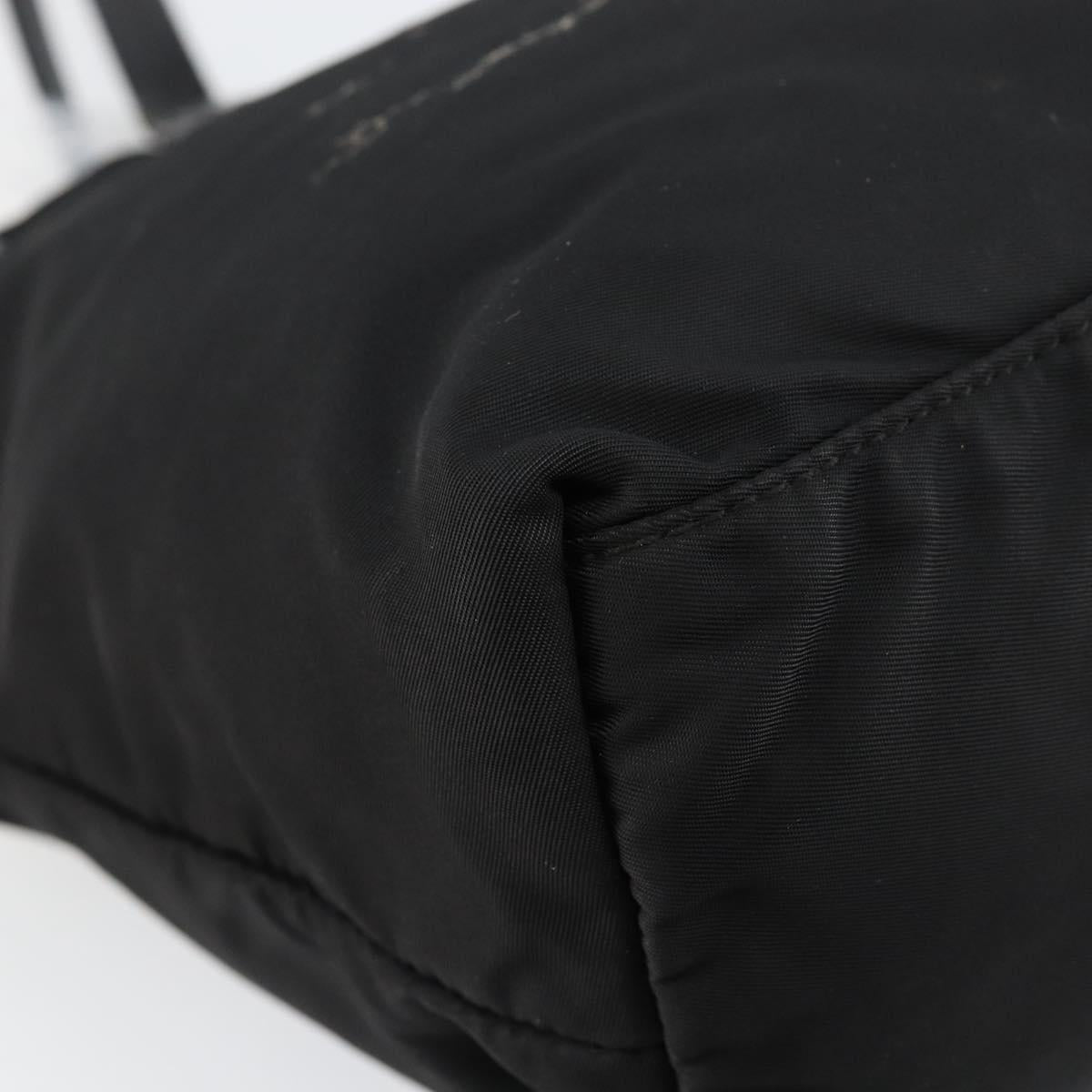 PRADA Tote Bag Nylon Black Gold Auth 146016