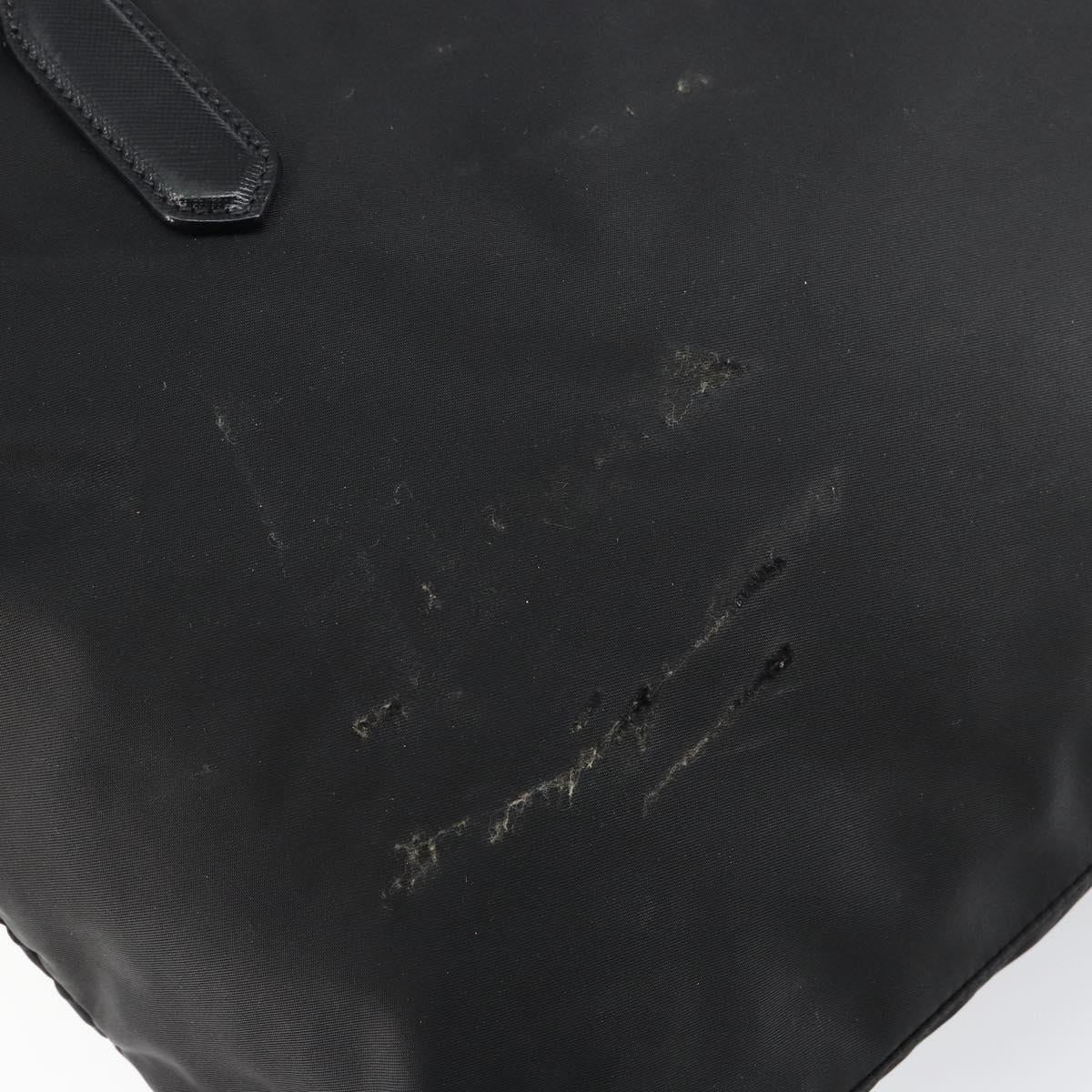 PRADA Tote Bag Nylon Black Gold Auth 146016