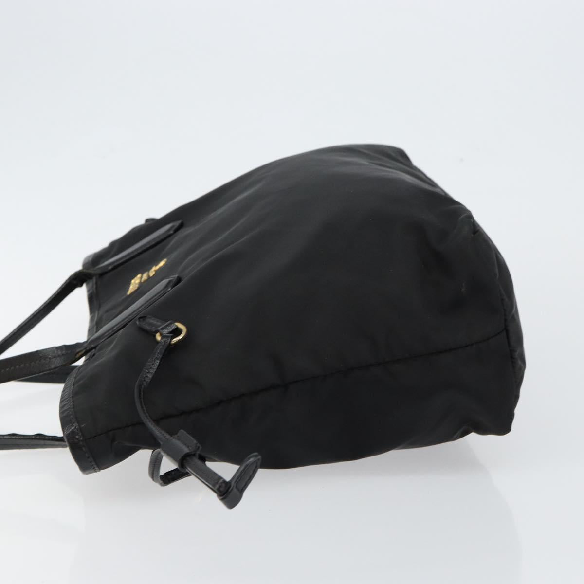 PRADA Tote Bag Nylon Black Gold Auth 146016