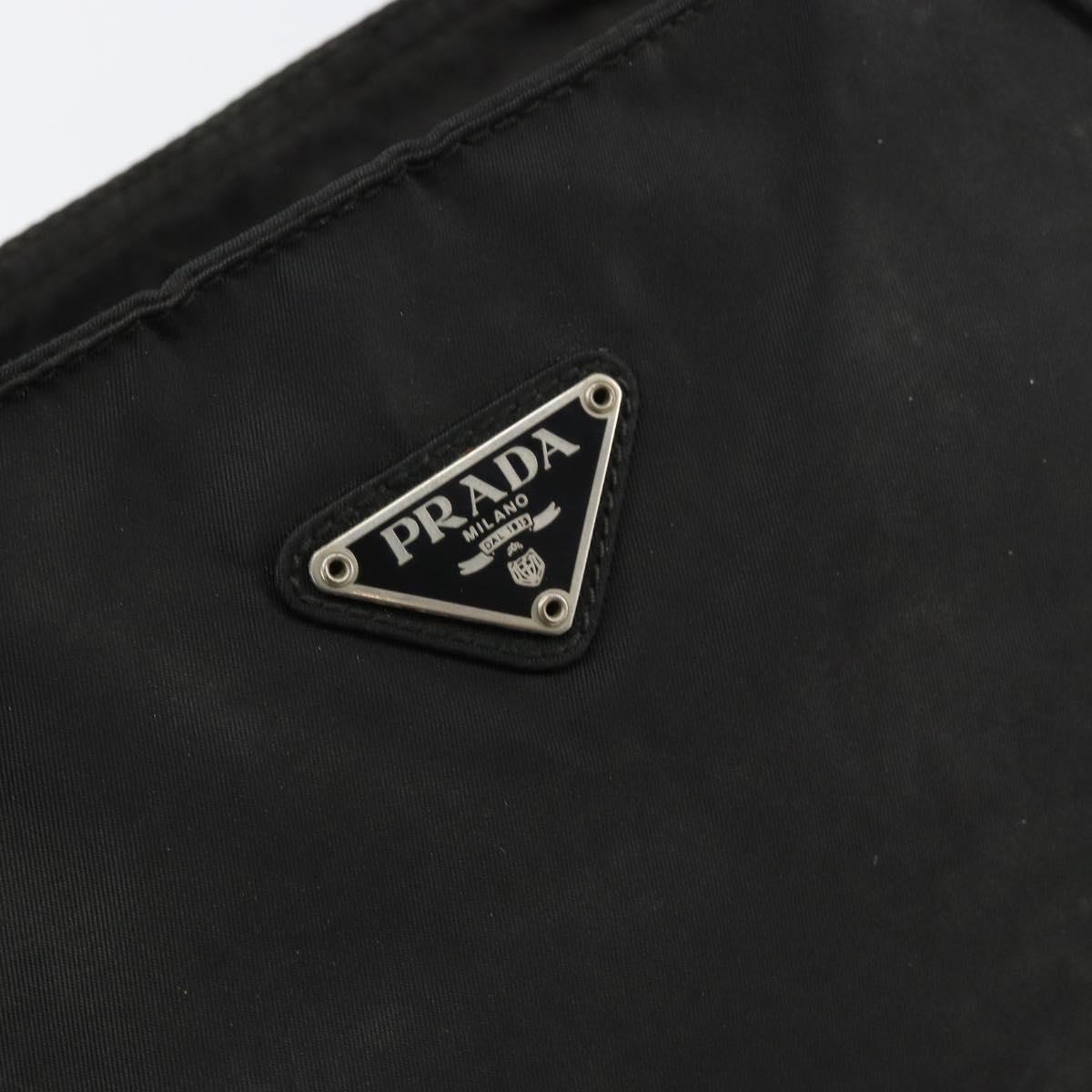 PRADA Tote Bag Nylon Black Silver Auth 146017