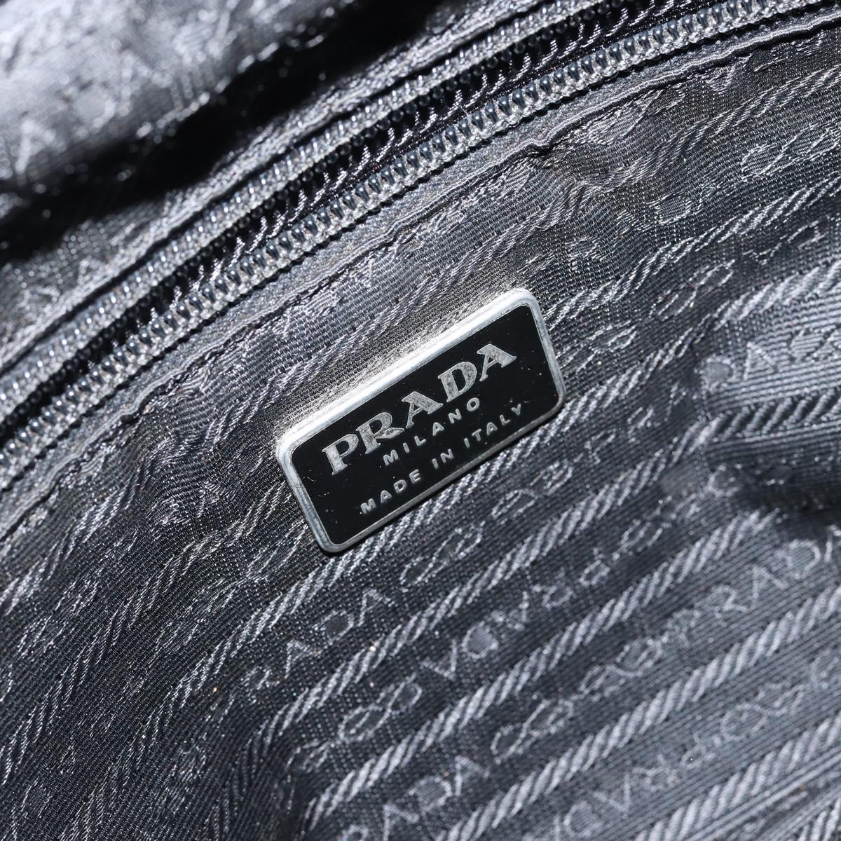 PRADA Tote Bag Nylon Black Silver Auth 146017