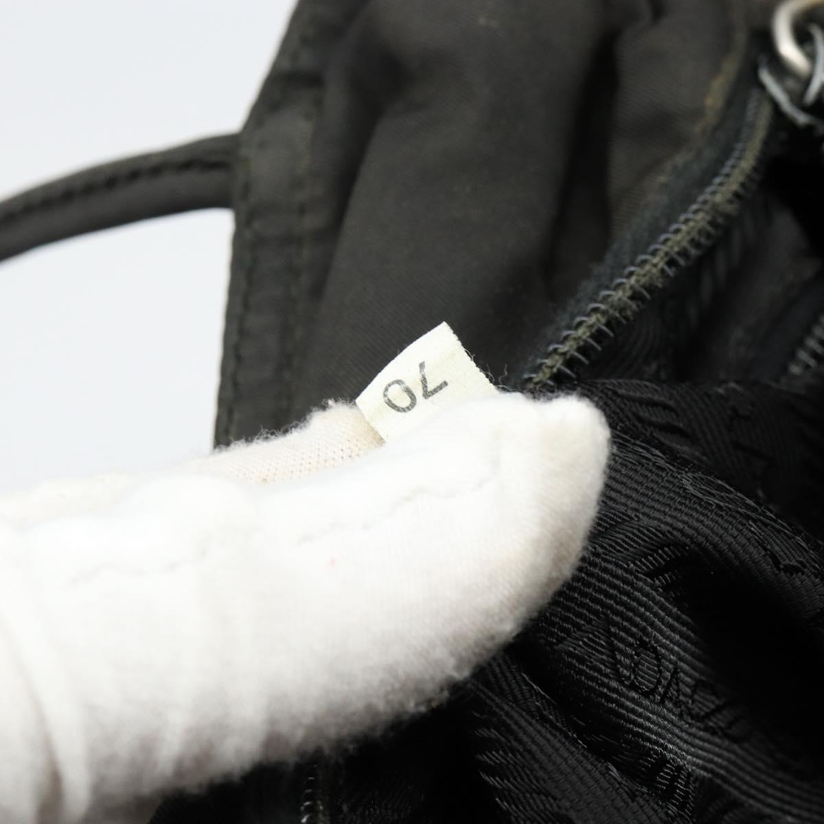 PRADA Tote Bag Nylon Black Silver Auth 146017