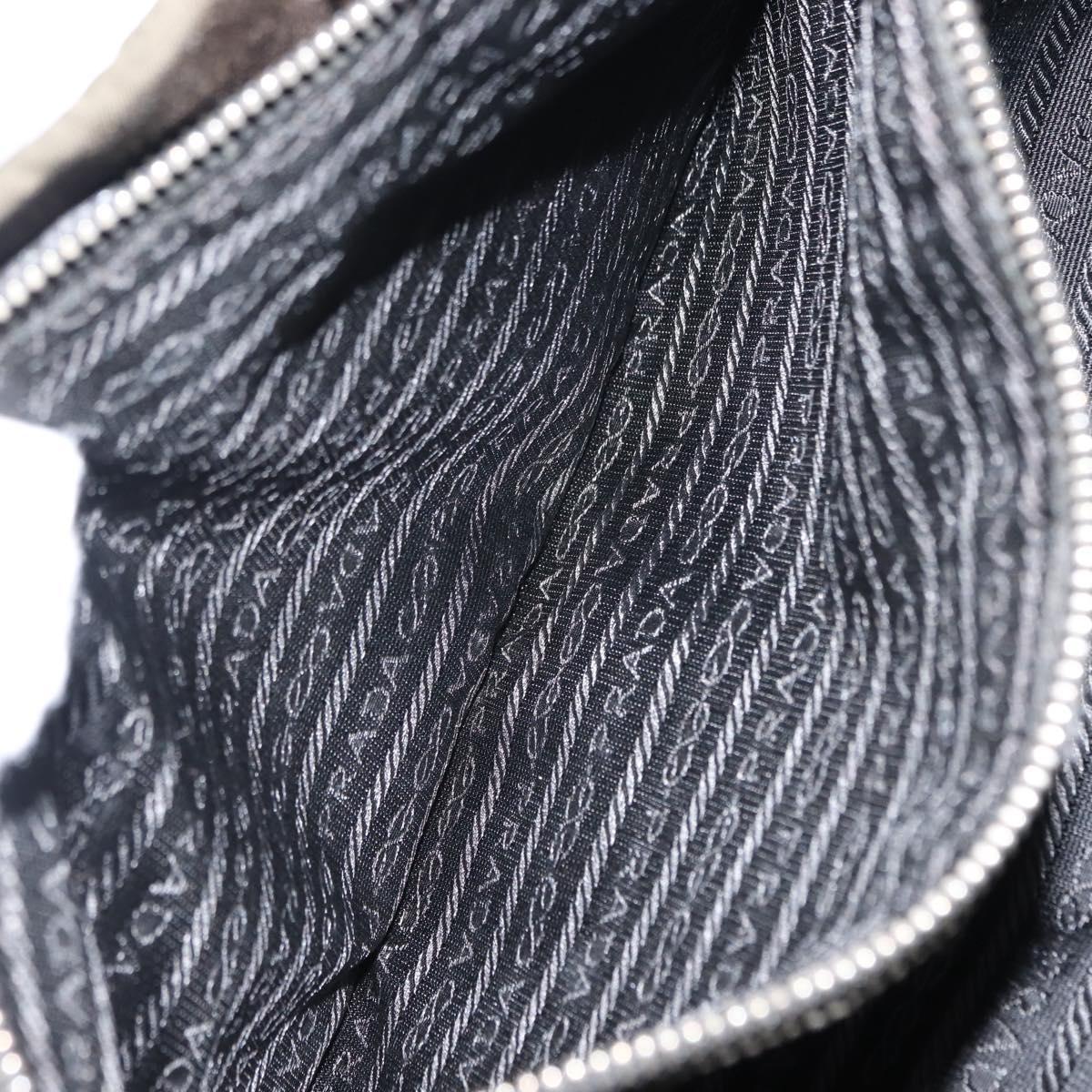 PRADA Tote Bag Nylon Khaki Silver Auth 146018