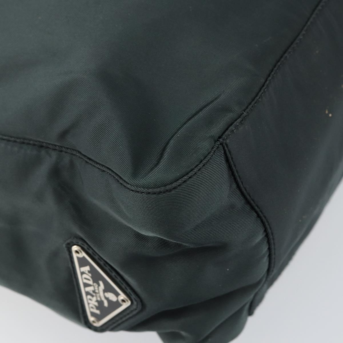 PRADA Tote Bag Nylon Green Silver Auth 146019