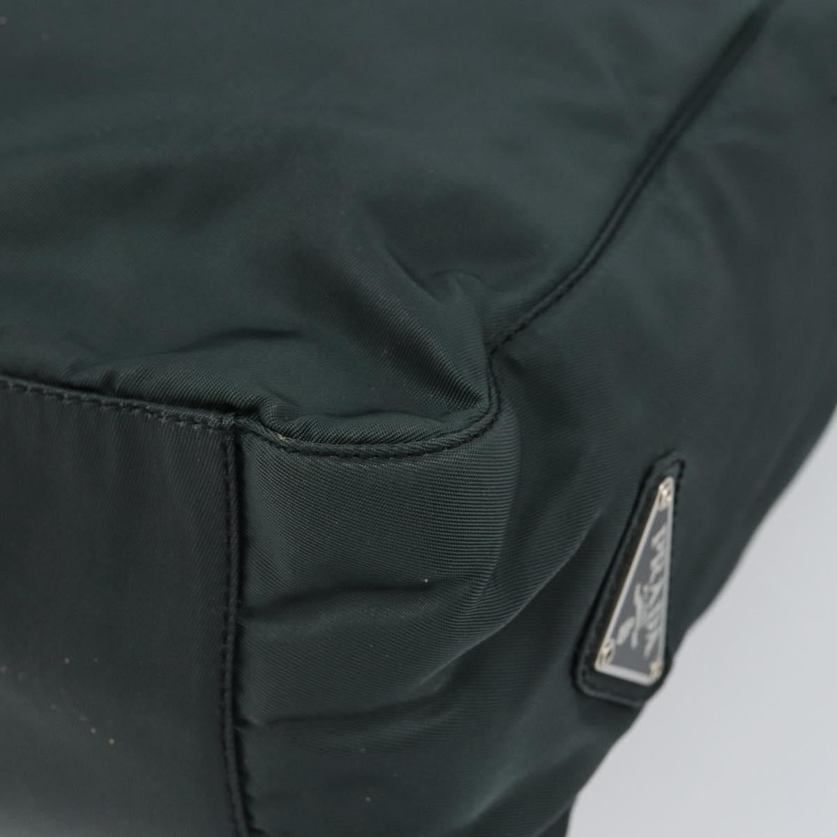 PRADA Tote Bag Nylon Green Silver Auth 146019