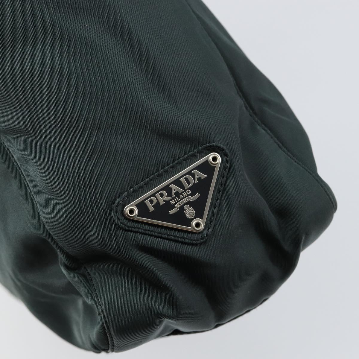 PRADA Tote Bag Nylon Green Silver Auth 146019