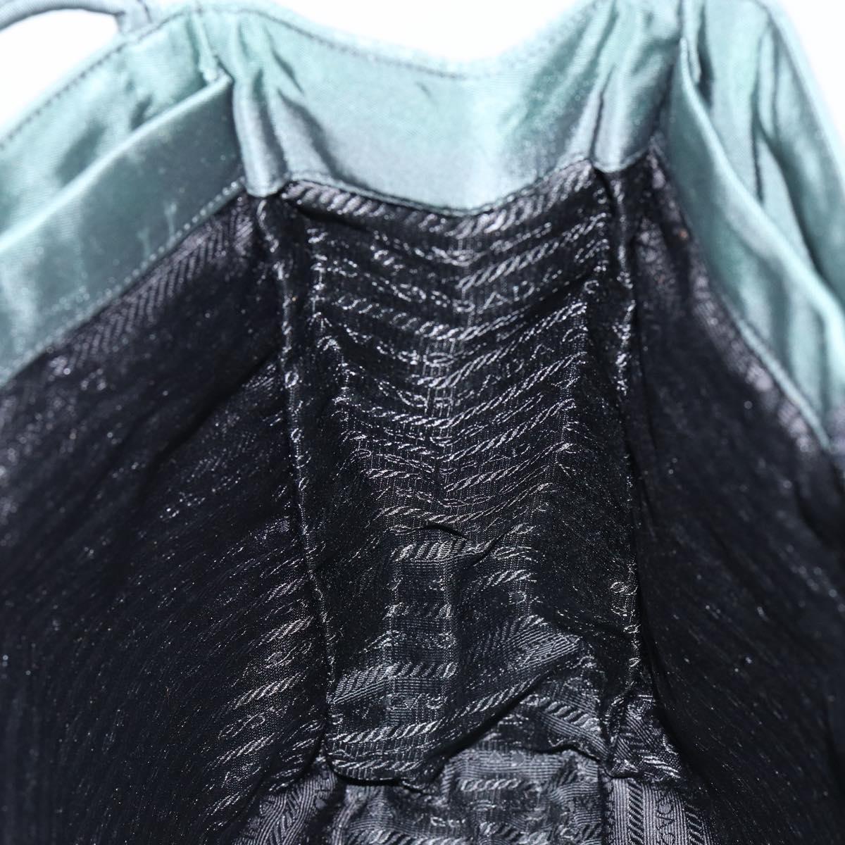 PRADA Tote Bag Nylon Green Silver Auth 146019