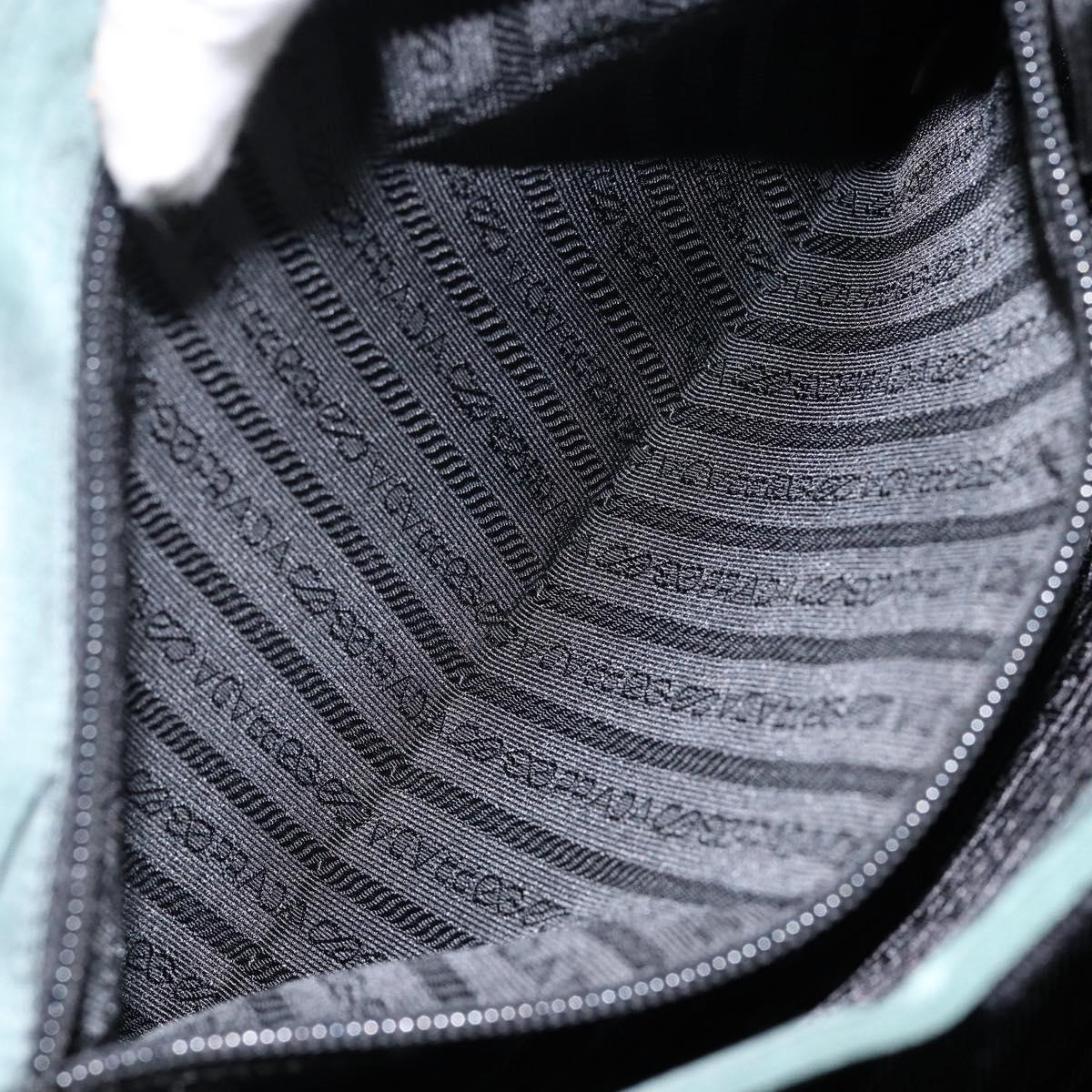 PRADA Tote Bag Nylon Green Silver Auth 146019