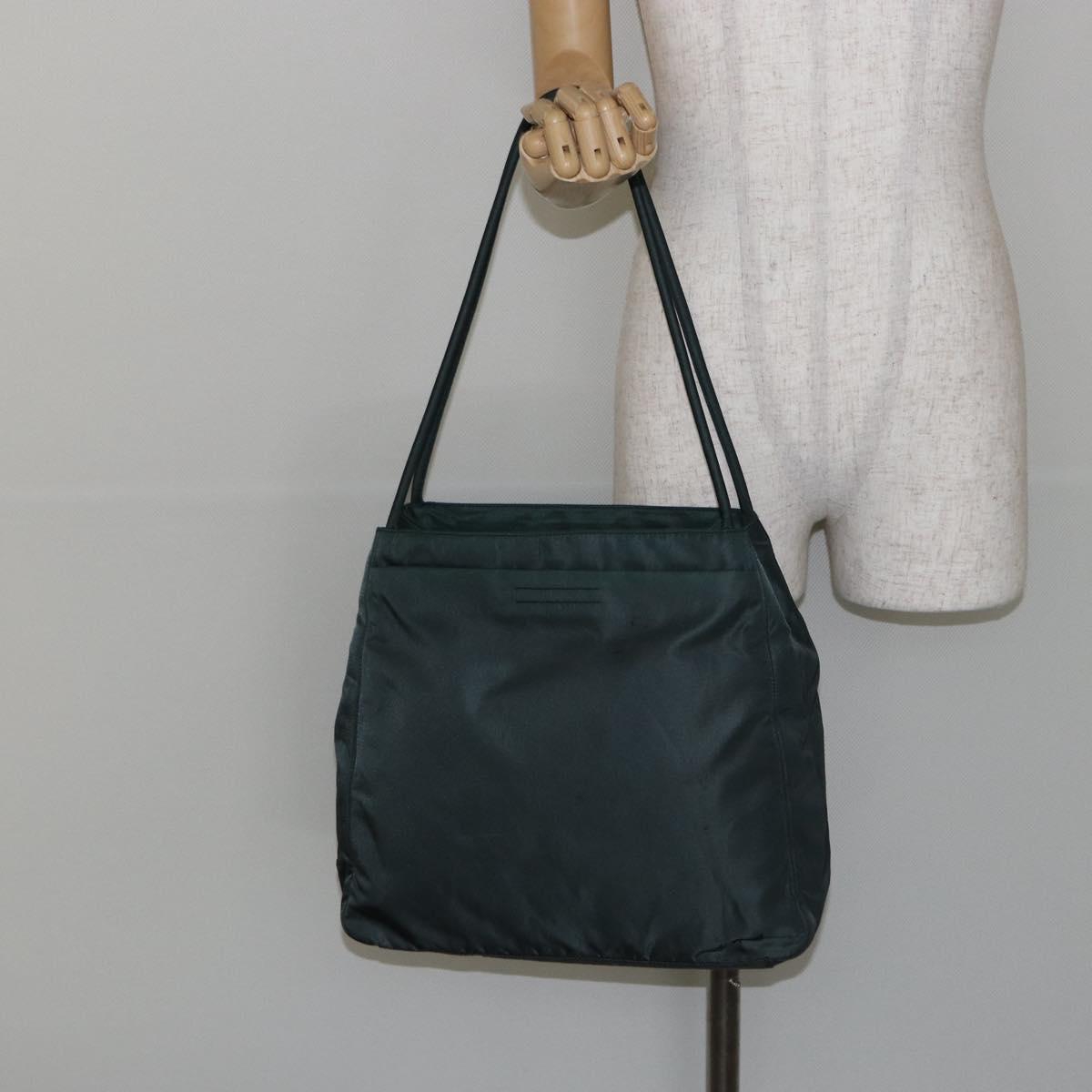 PRADA Tote Bag Nylon Green Silver Auth 146019