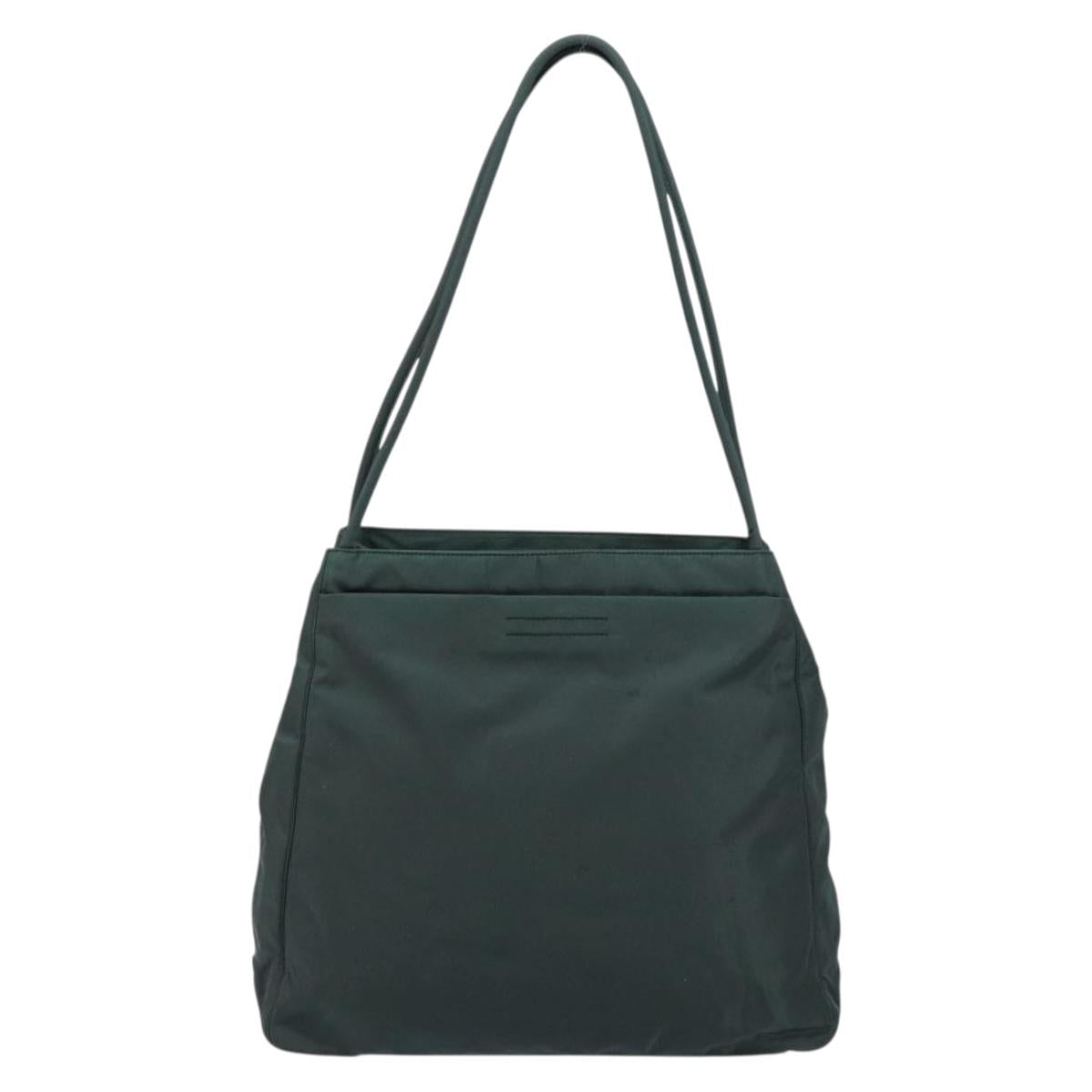 PRADA Tote Bag Nylon Green Silver Auth 146019