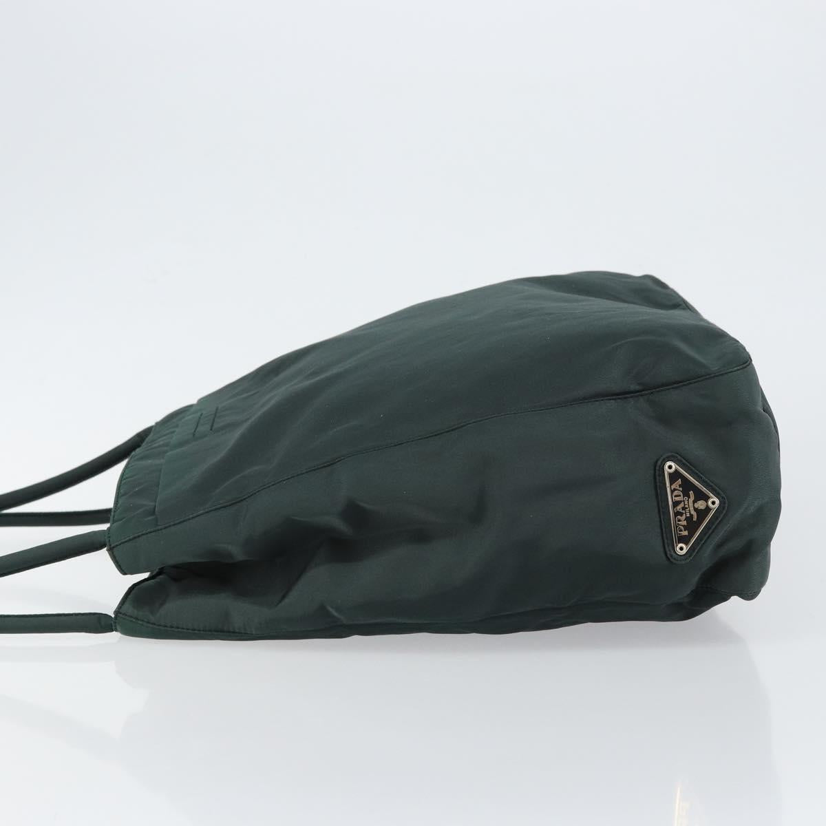 PRADA Tote Bag Nylon Green Silver Auth 146019