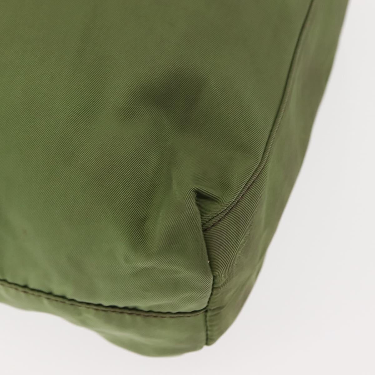 PRADA Tote Bag Nylon Green Silver Auth 146020