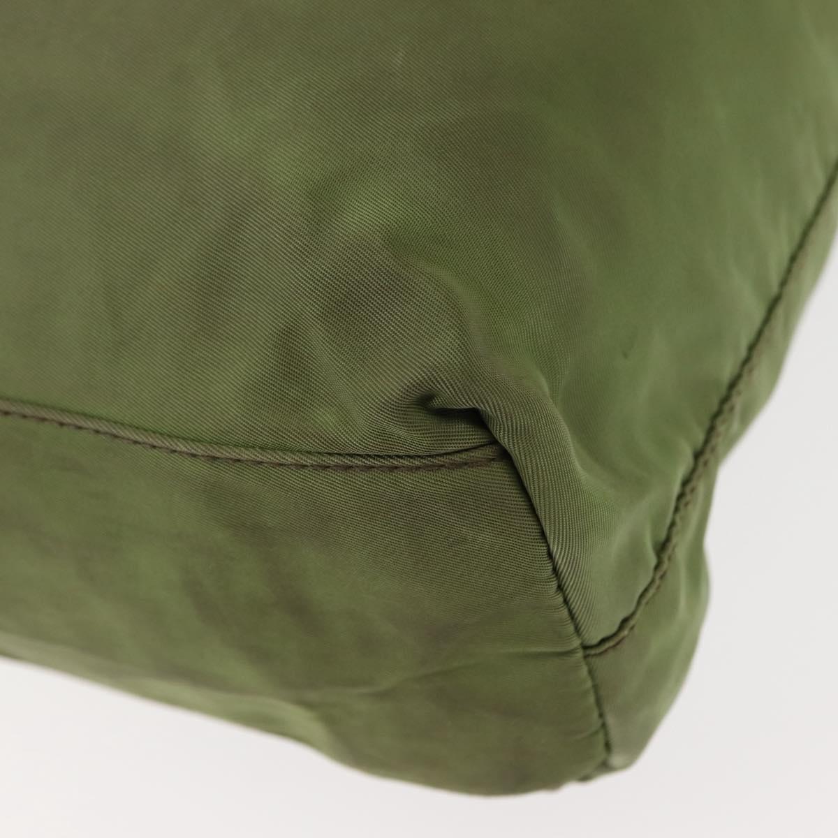 PRADA Tote Bag Nylon Green Silver Auth 146020