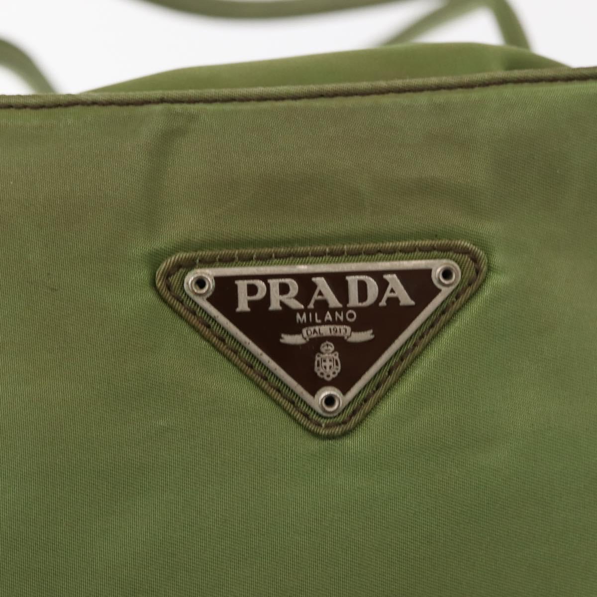 PRADA Tote Bag Nylon Green Silver Auth 146020