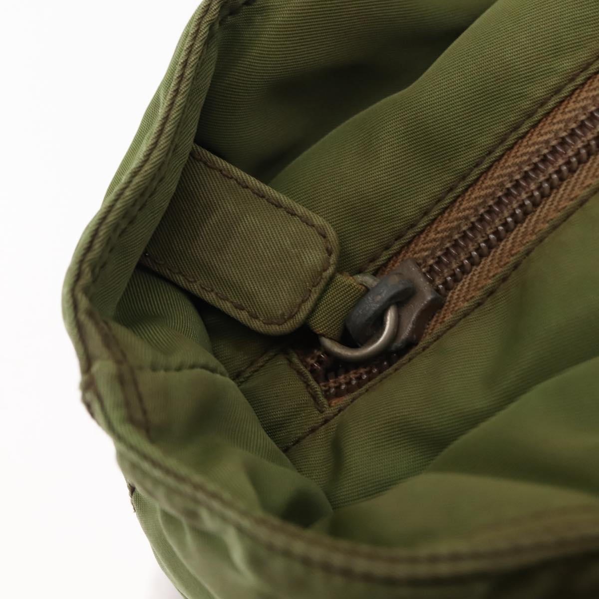 PRADA Tote Bag Nylon Green Silver Auth 146020