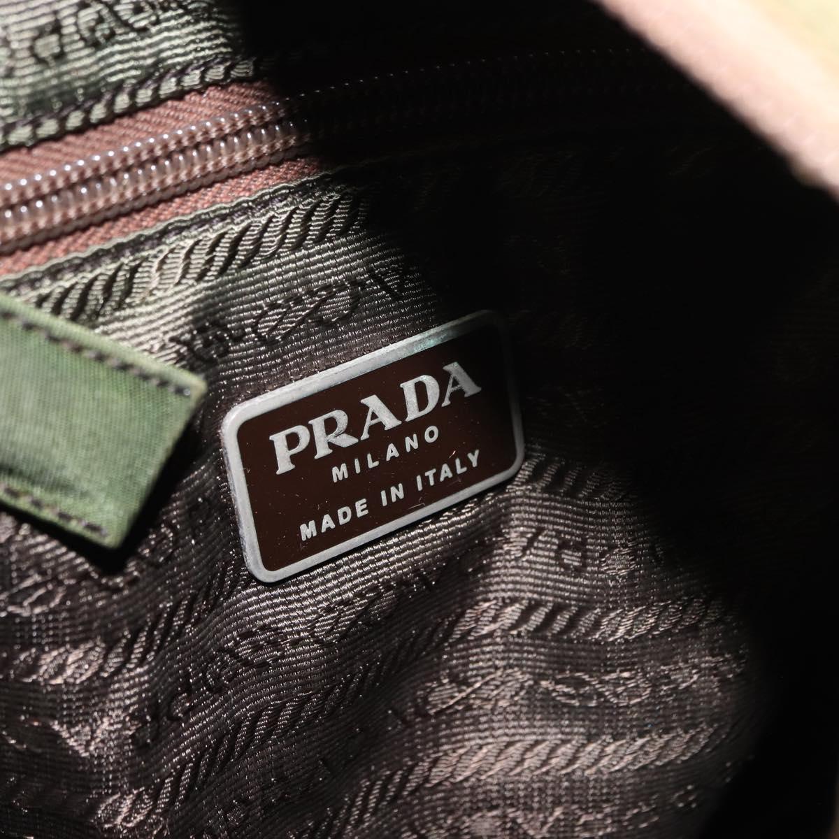 PRADA Tote Bag Nylon Green Silver Auth 146020