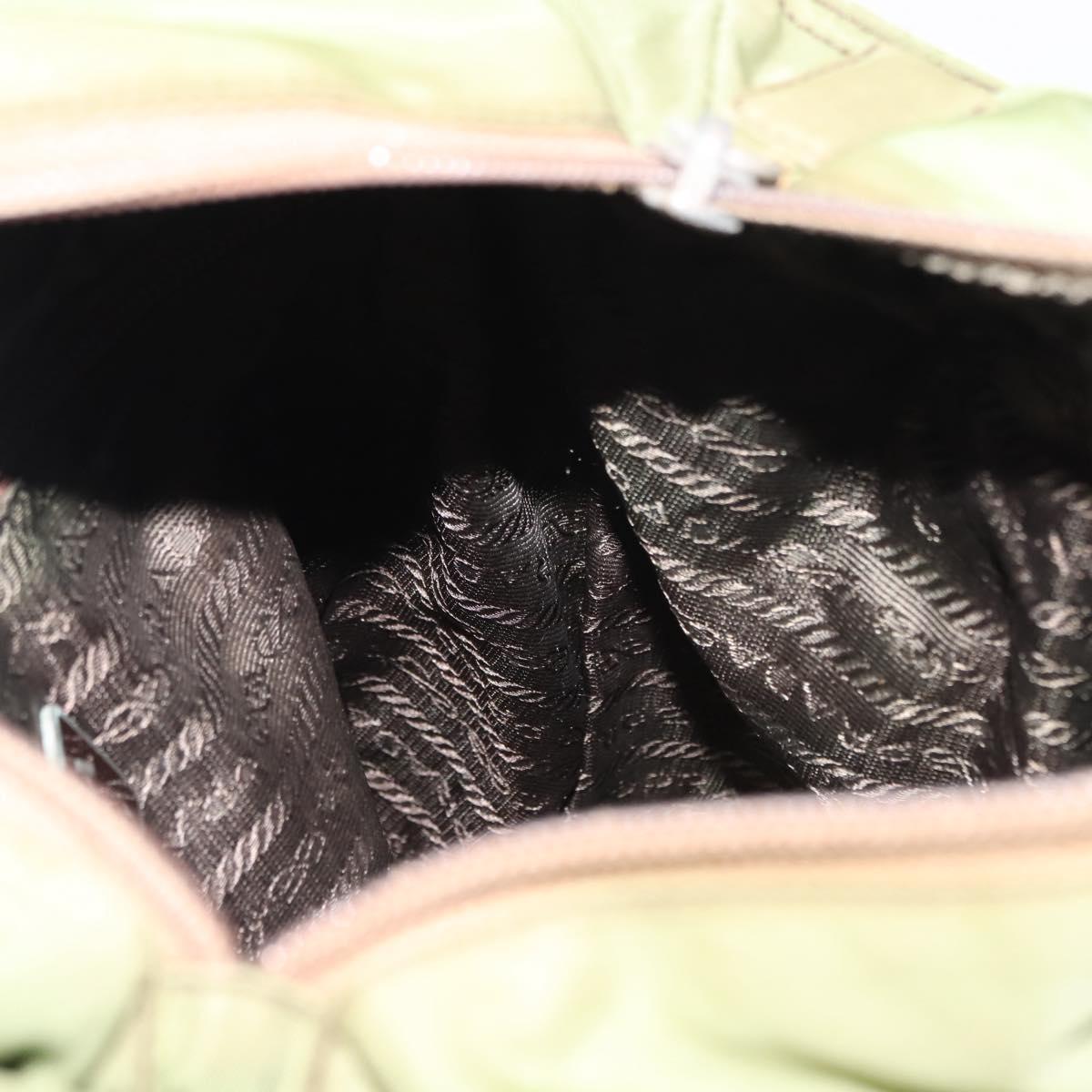 PRADA Tote Bag Nylon Green Silver Auth 146020