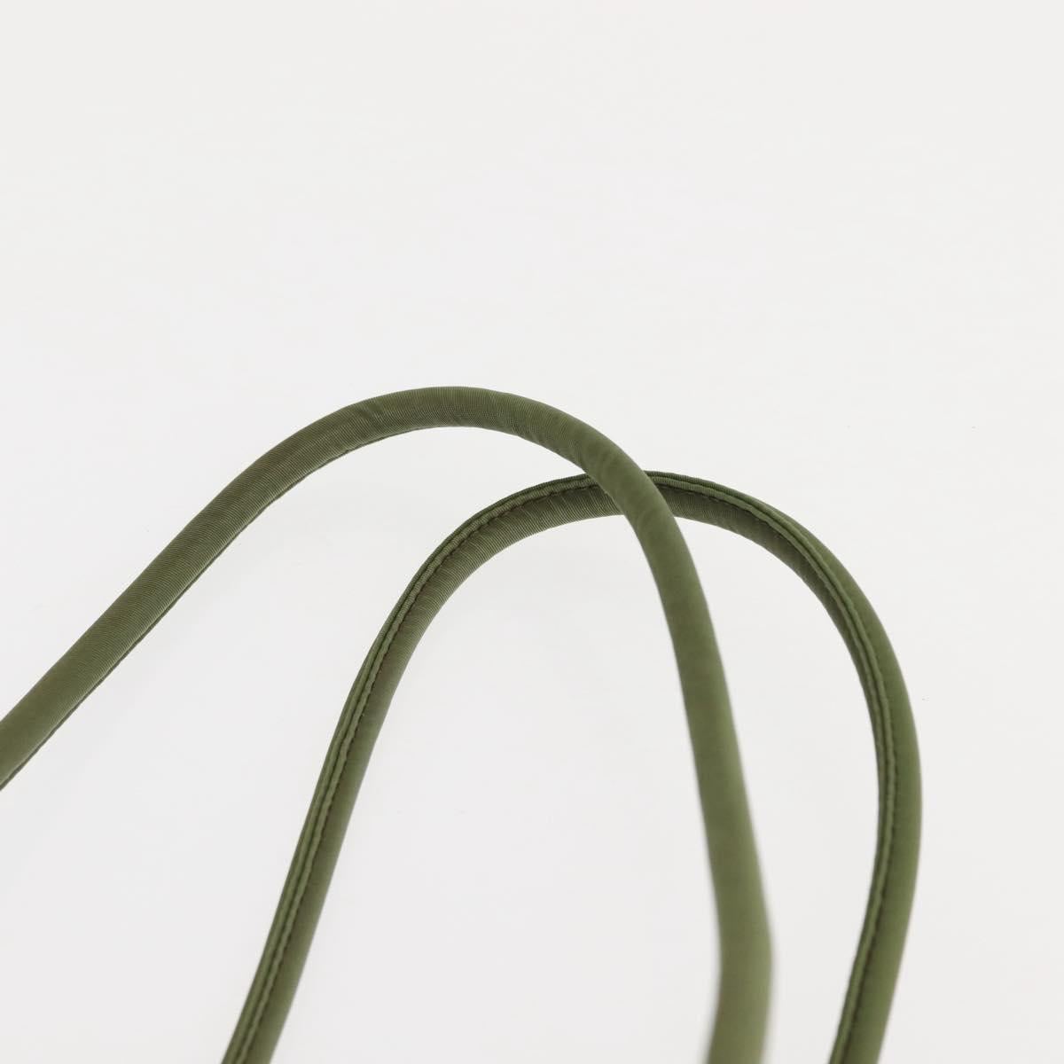 PRADA Tote Bag Nylon Green Silver Auth 146020