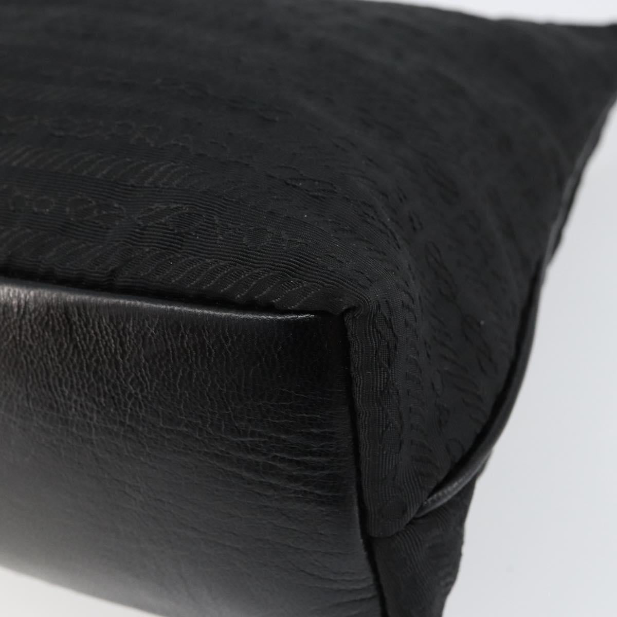 PRADA Tote Bag Nylon Black Silver Auth 146021