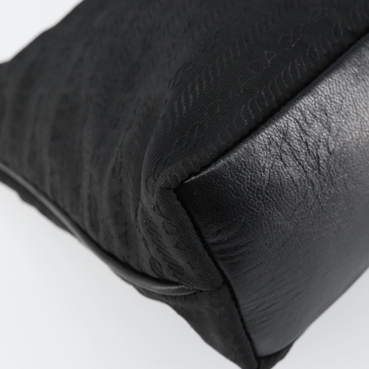 PRADA Tote Bag Nylon Black Silver Auth 146021