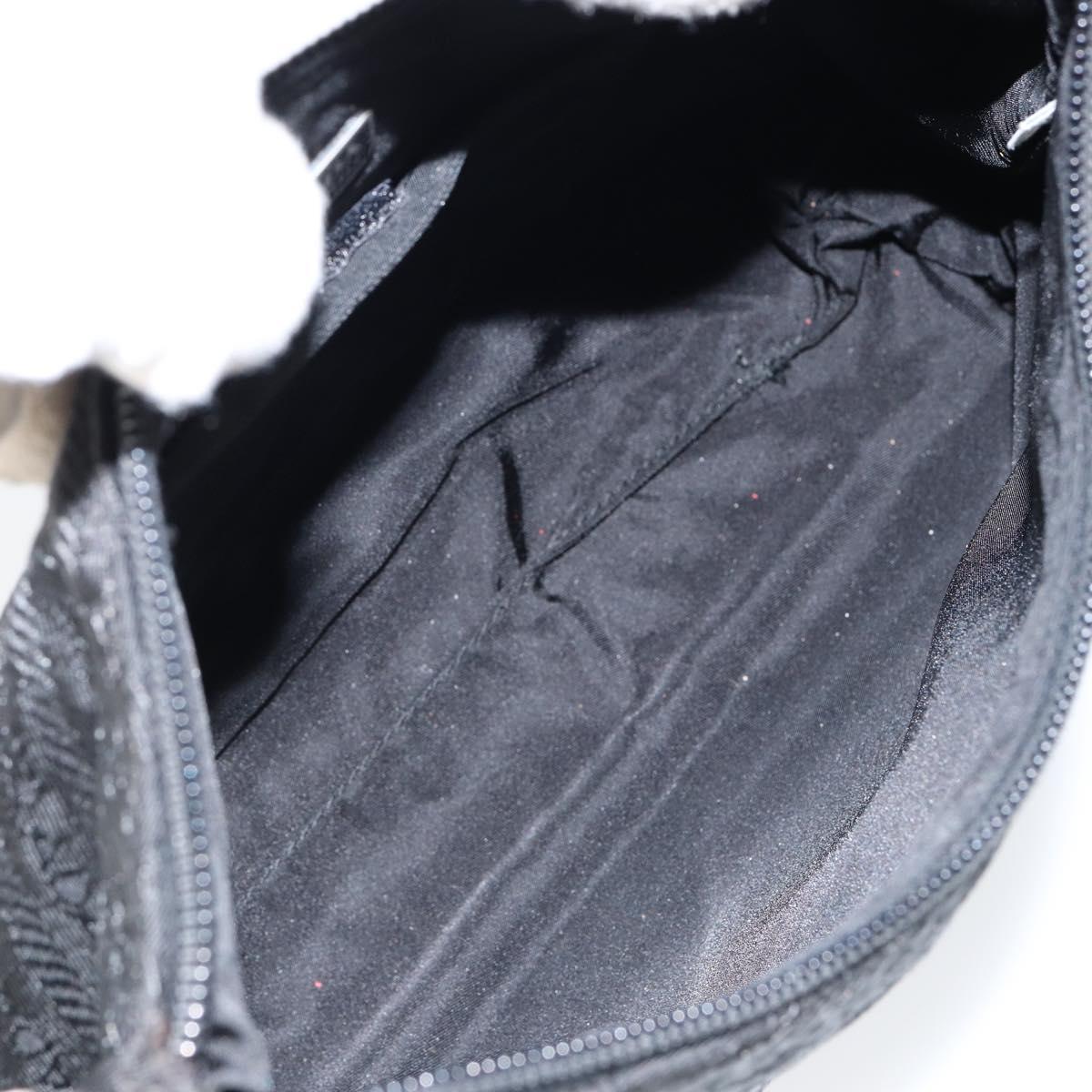 PRADA Tote Bag Nylon Black Silver Auth 146021