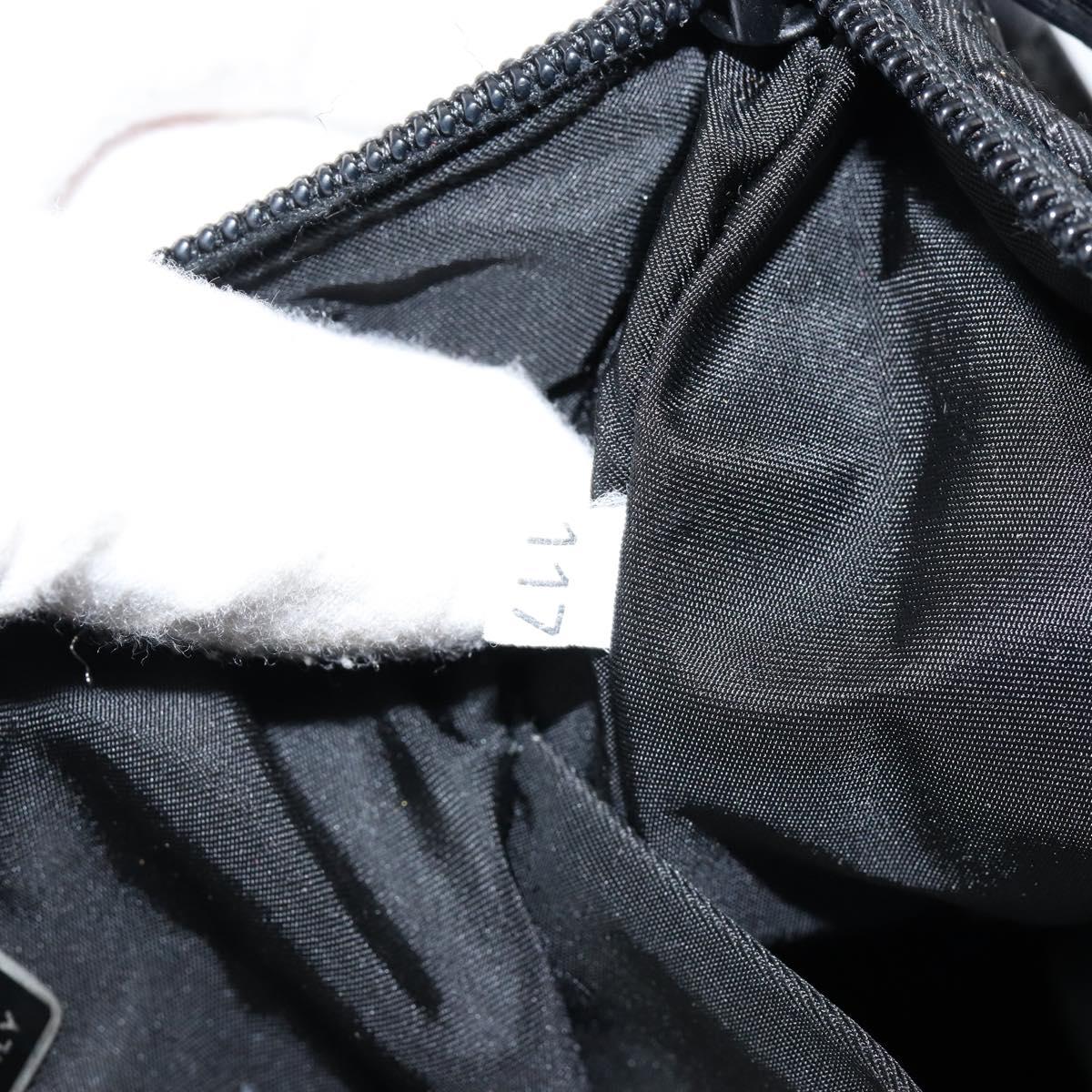 PRADA Tote Bag Nylon Black Silver Auth 146021