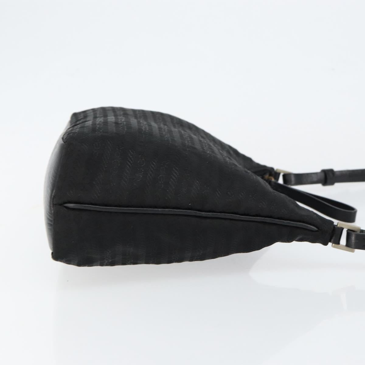 PRADA Tote Bag Nylon Black Silver Auth 146021