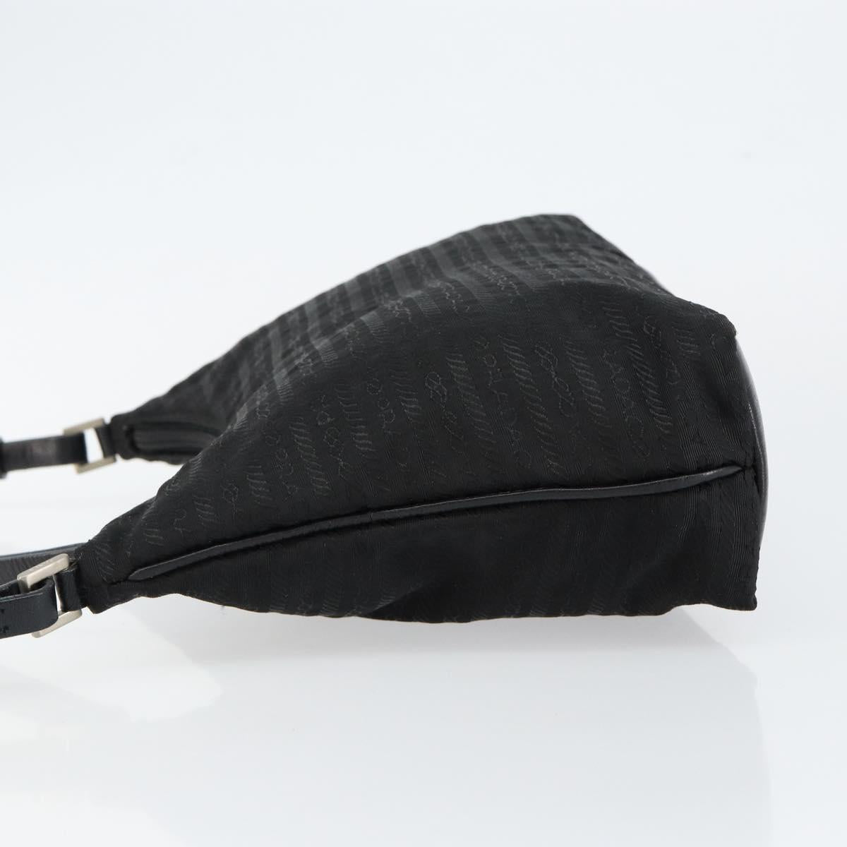 PRADA Tote Bag Nylon Black Silver Auth 146021