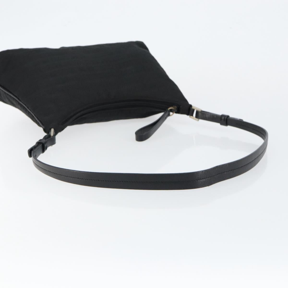 PRADA Tote Bag Nylon Black Silver Auth 146021