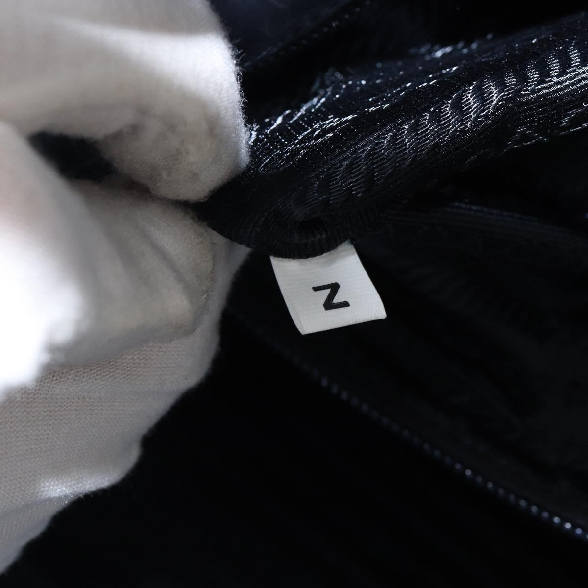 PRADA Tote Bag Enamel Navy Silver Auth 146022