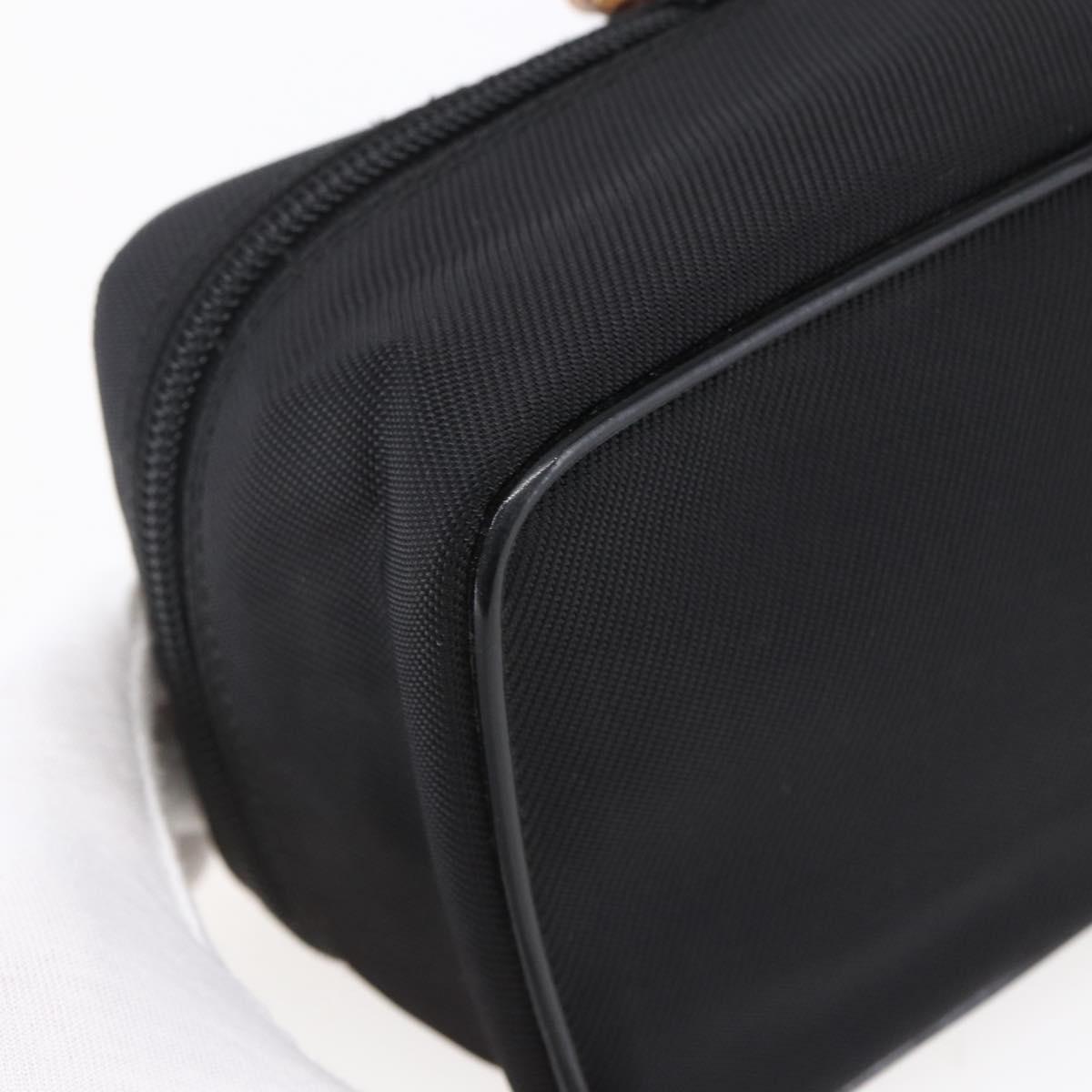 GUCCI Bamboo Vanity Hand Bag Nylon Black Silver 032 1956 0151 Auth 146043