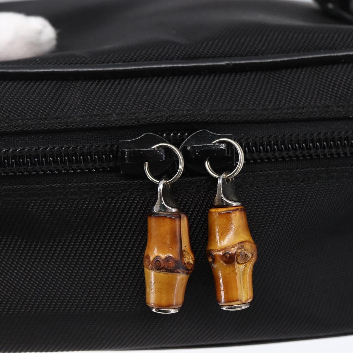 GUCCI Bamboo Vanity Hand Bag Nylon Black Silver 032 1956 0151 Auth 146043